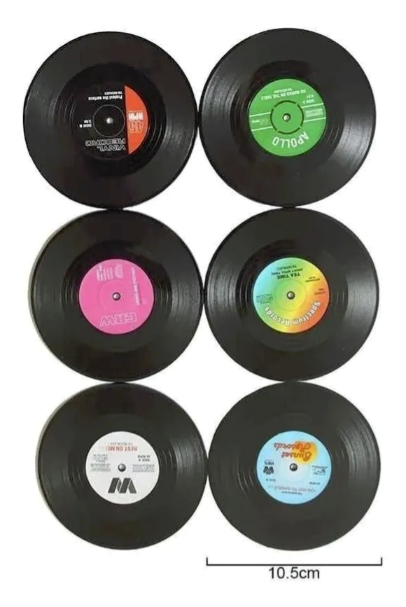 Posavasos De Vinilos - 6 Posavasos De Disco Moda Estilo Bar-4