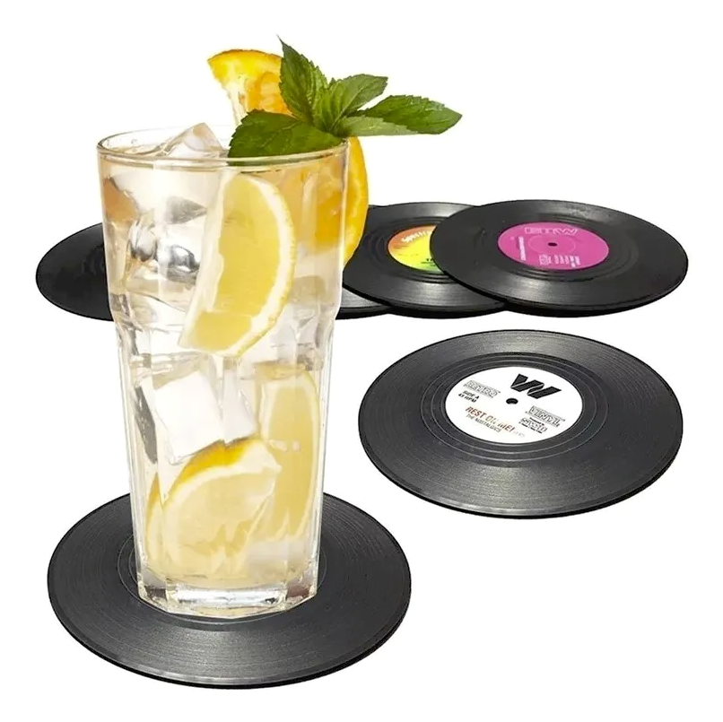 Posavasos De Vinilos - 6 Posavasos De Disco Moda Estilo Bar-1