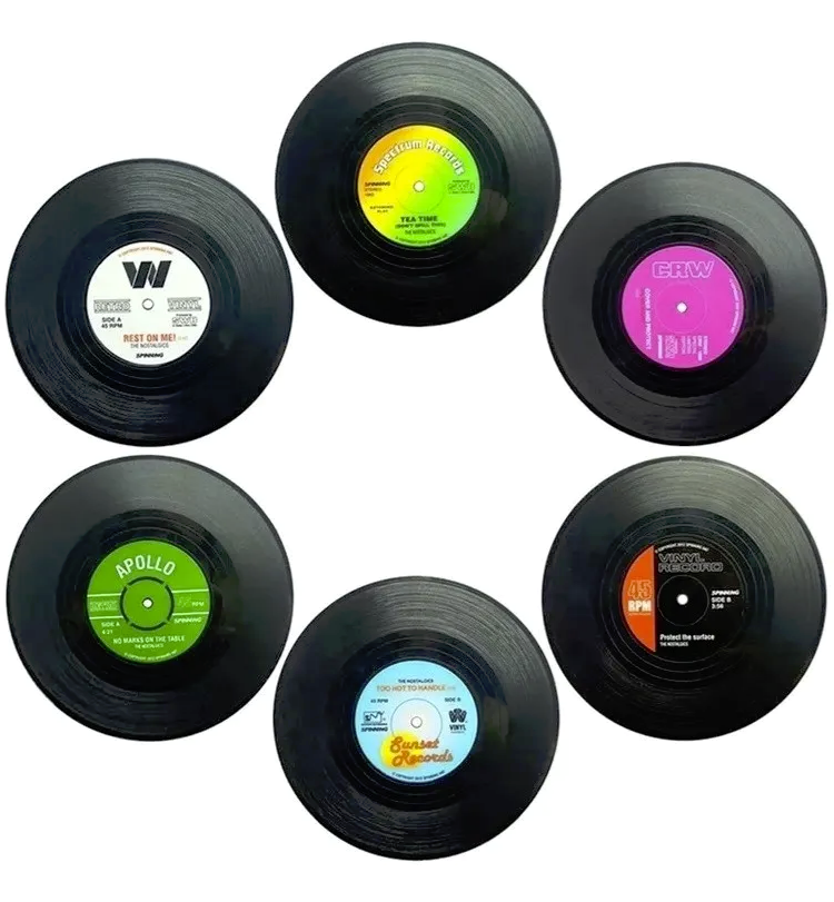 Posavasos De Vinilos - 6 Posavasos De Disco Moda Estilo Bar-3