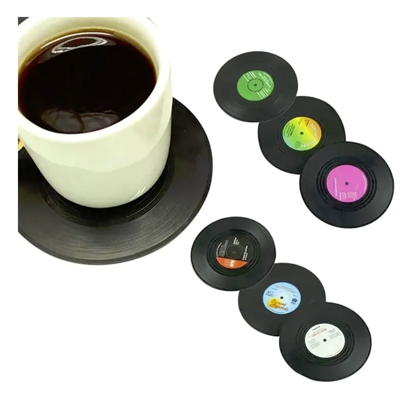 Posavasos De Vinilos - 6 Posavasos De Disco Moda Estilo Bar-2