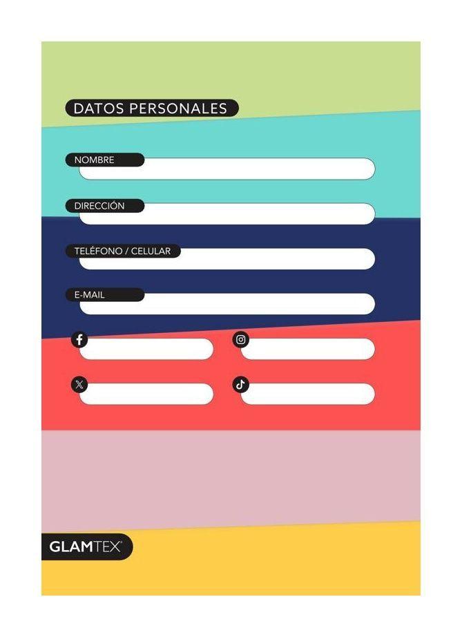 Cuaderno Glamtex Carta 120h 7mm Colors 4uni-4