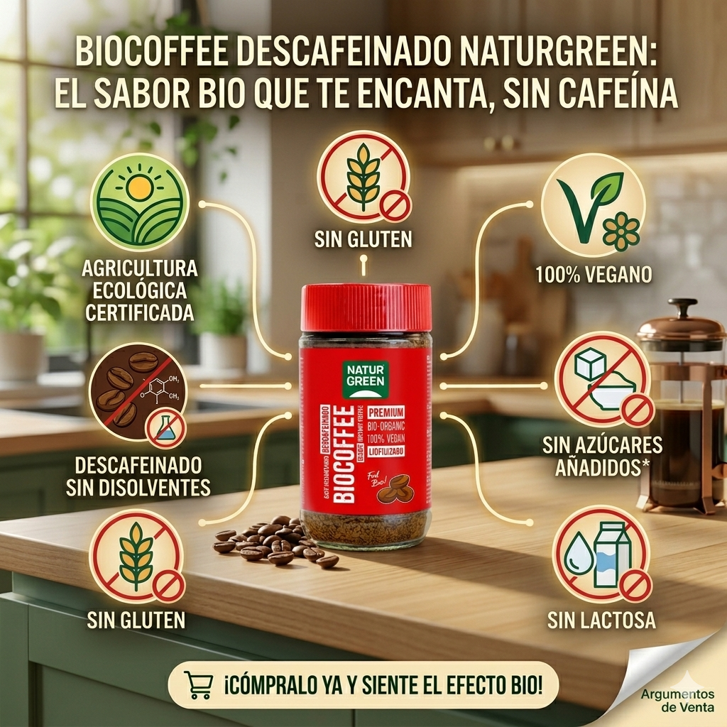 Café Descafeinado Bio Naturgreen Liofilizado Orgánico 100g-2