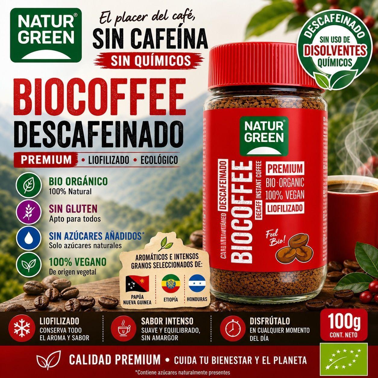 Café Descafeinado Bio Naturgreen Liofilizado Orgánico 100g-3