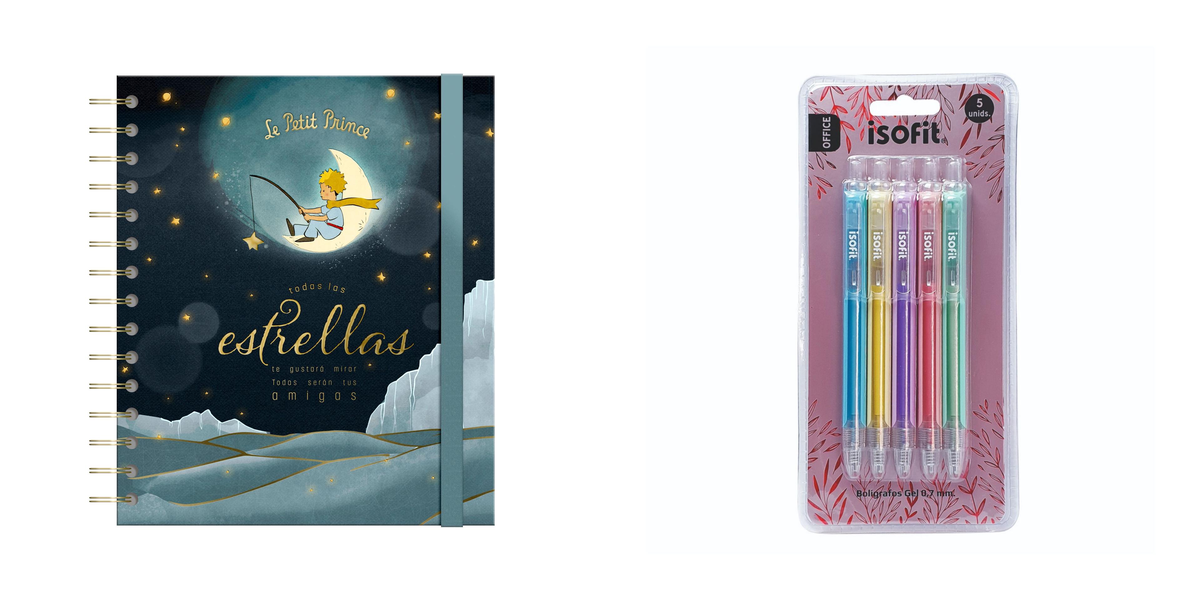 Libreta Lujo Cuaderno EL PRINCIPITO ESTRELLA + Lapices Gel-0