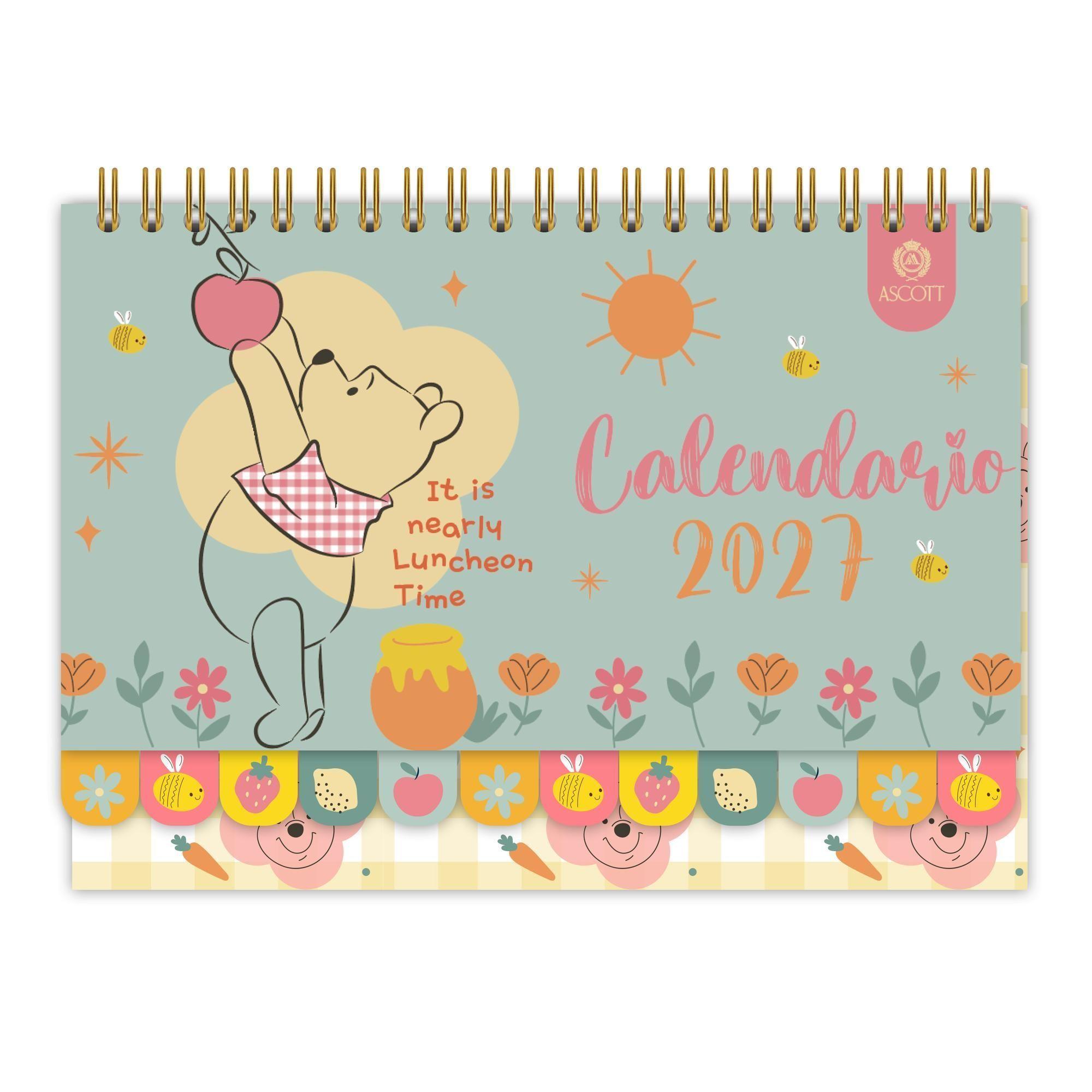Calendario Ascott Winnie Pooh Floral Verde 2027 21x12 cm-0