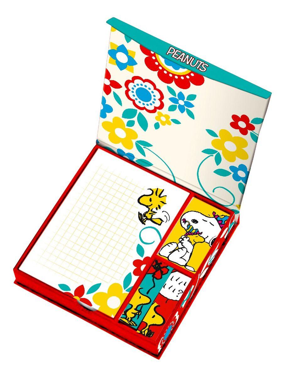 Caja Magnetica Lujo Notas y Block SNOOPY COLOR + Lapiz Gel-1