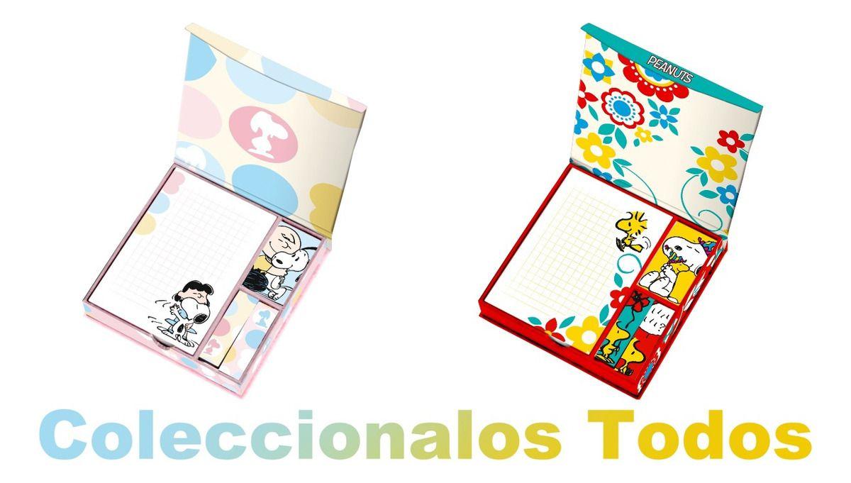 Caja Magnetica Lujo Notas y Block SNOOPY COLOR + Lapiz Gel-6