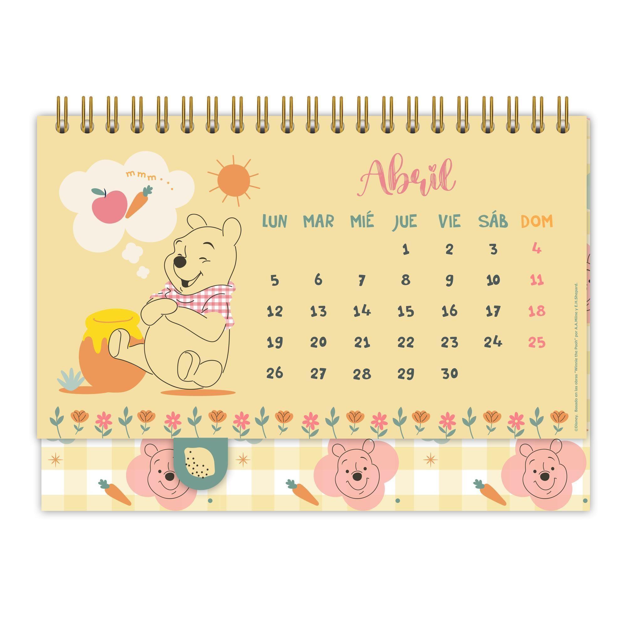 Calendario Ascott Winnie Pooh Floral Rosa 2027 21x12 cm-1