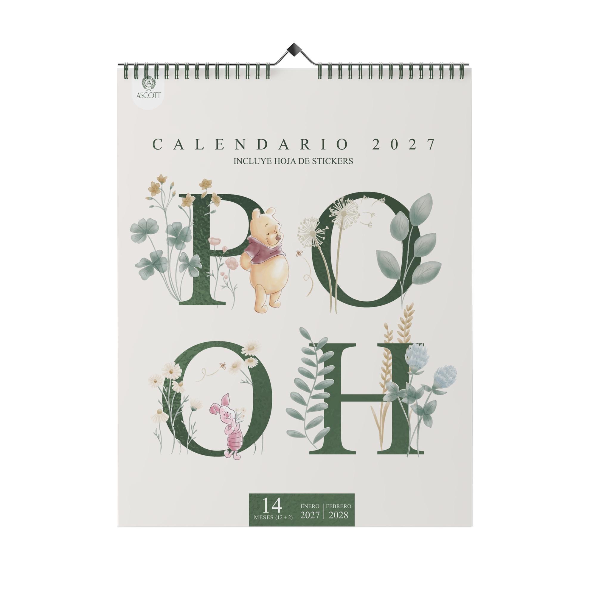 Calendario Pared Ascott Winnie Pooh Floral Garden 2027 30x40-0