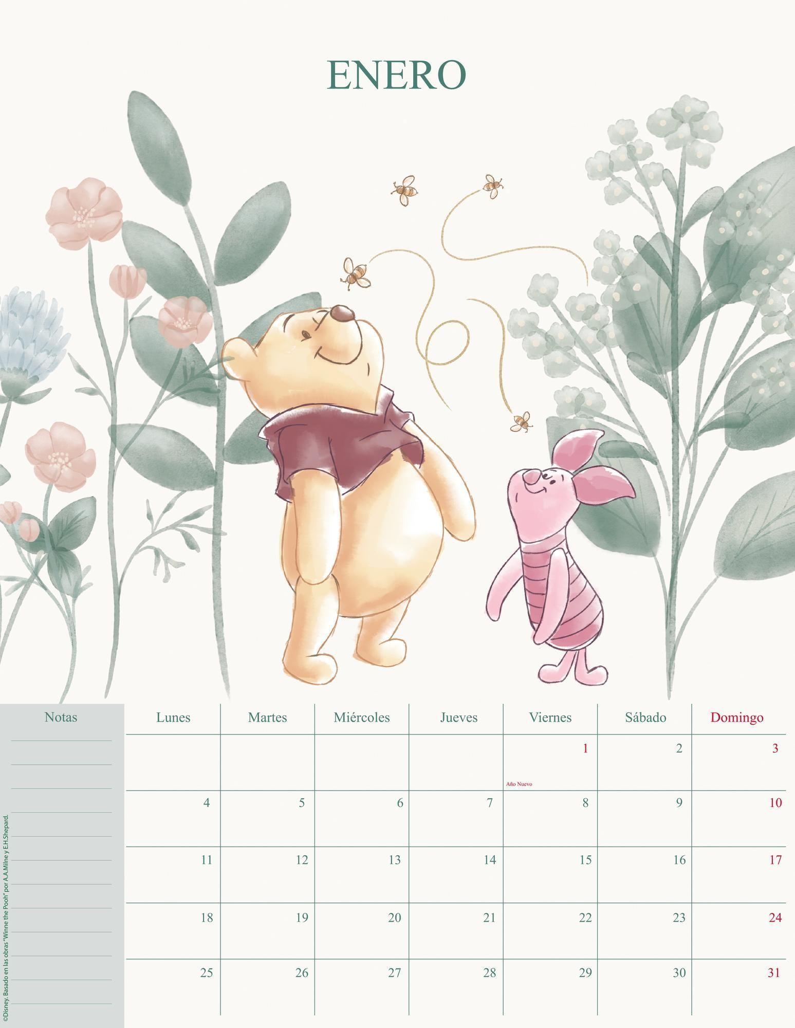 Calendario Pared Ascott Winnie Pooh Floral Garden 2027 30x40-2