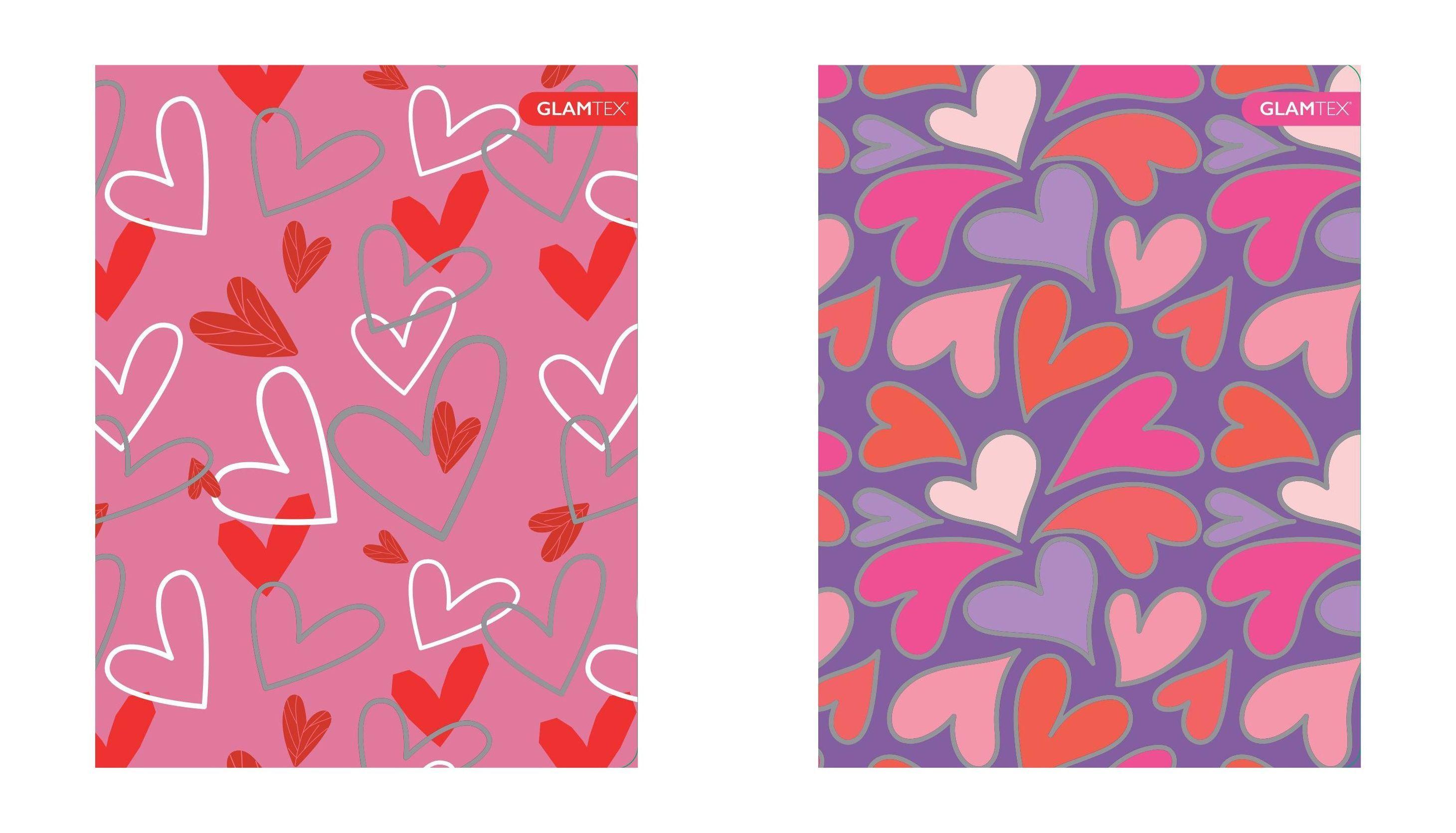 Cuaderno Glamtex Univesitario Tapa Extra Dura 100h 7mm Corazones 6u-2