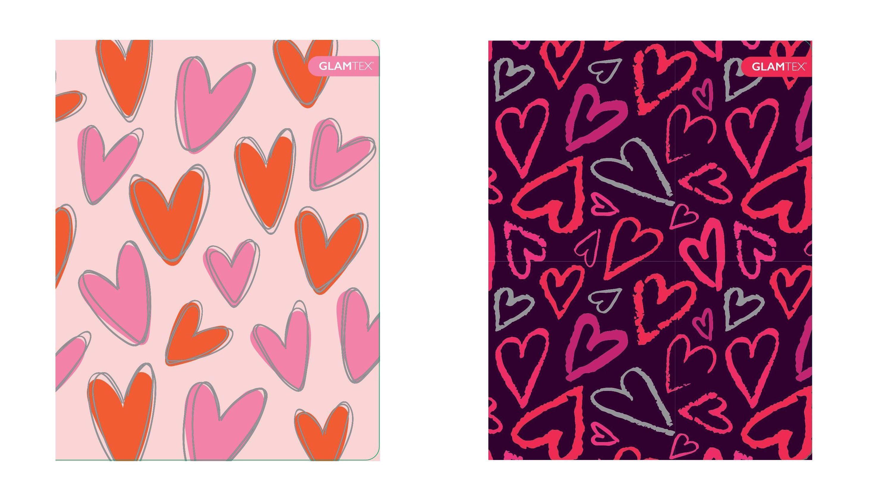 Cuaderno Glamtex Univesitario Tapa Extra Dura 100h 7mm Corazones 6u-3