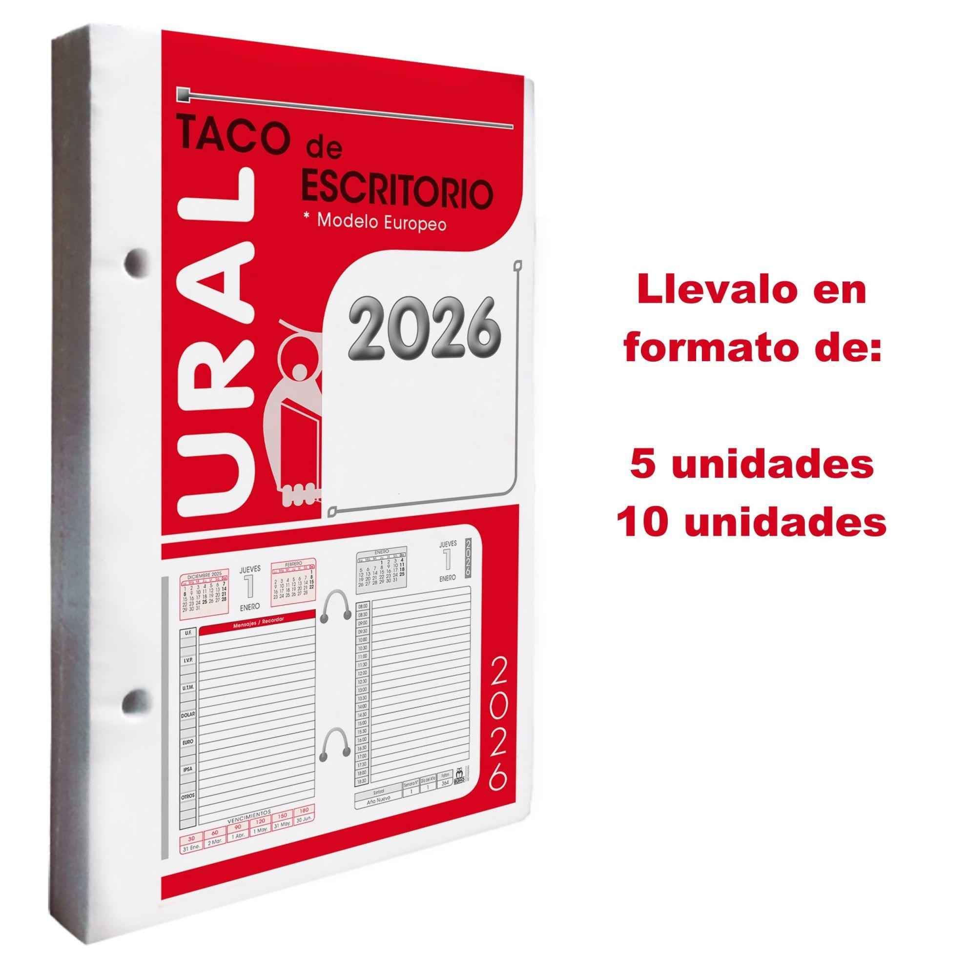 Agenda Taco Calendario Escritorio 2026 - Calendario Ural 10u-2