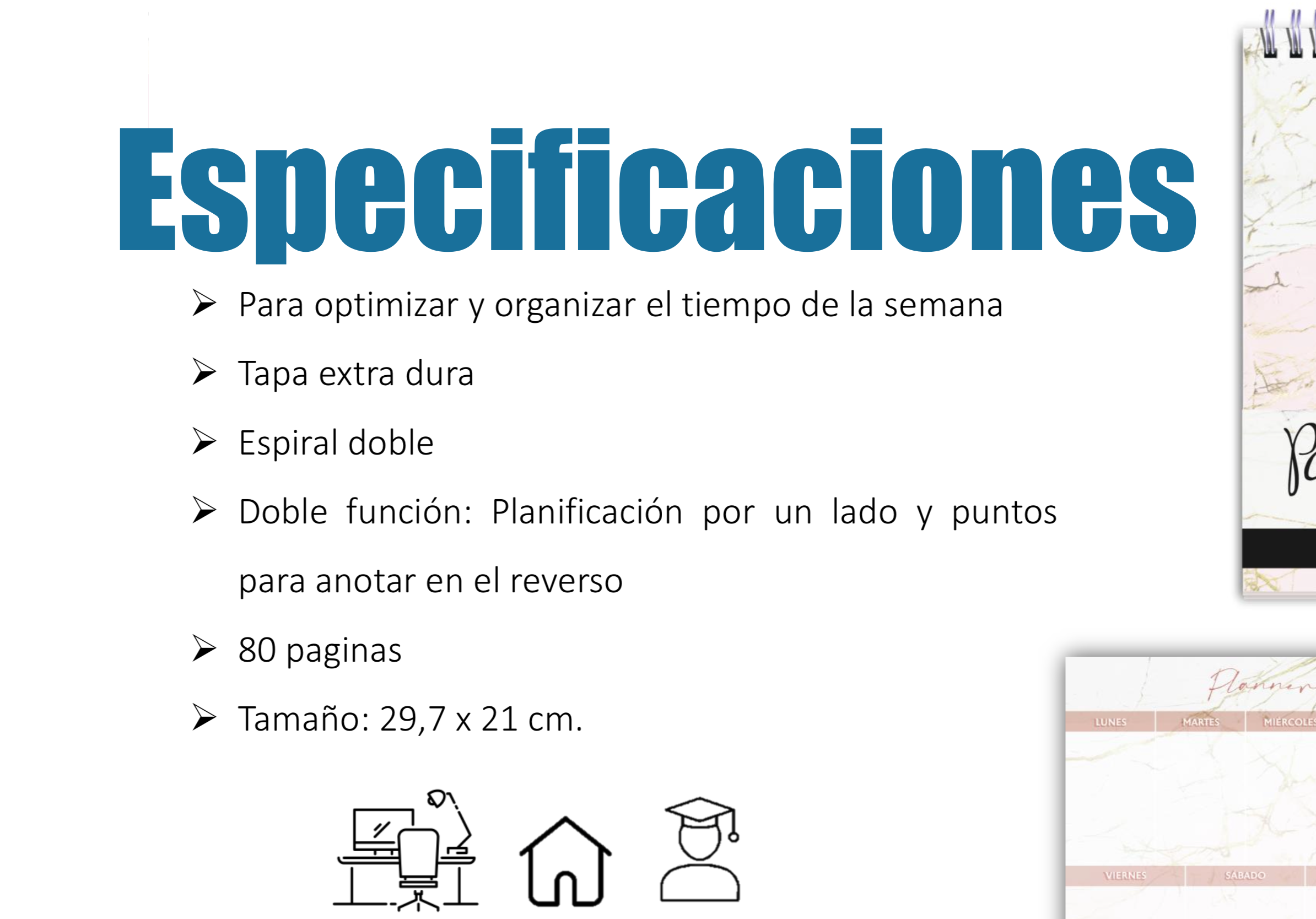 Calendario Agenda Planificador Semanal TD Ascott 80hj Rose-4