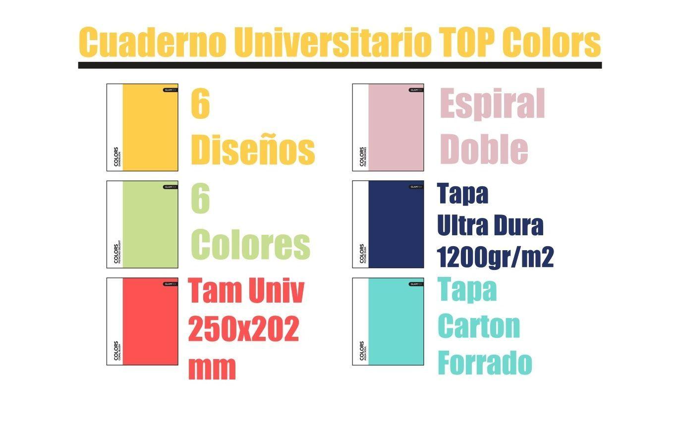 Cuaderno Glamtex Univesitario Tapa Extra Dura 100h 7mm Colors 6u-2