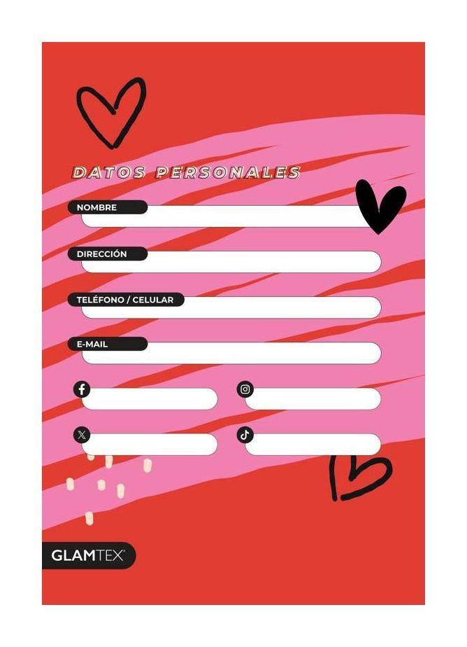 Cuaderno Glamtex Carta 120h 7mm Corazones 4uni-6
