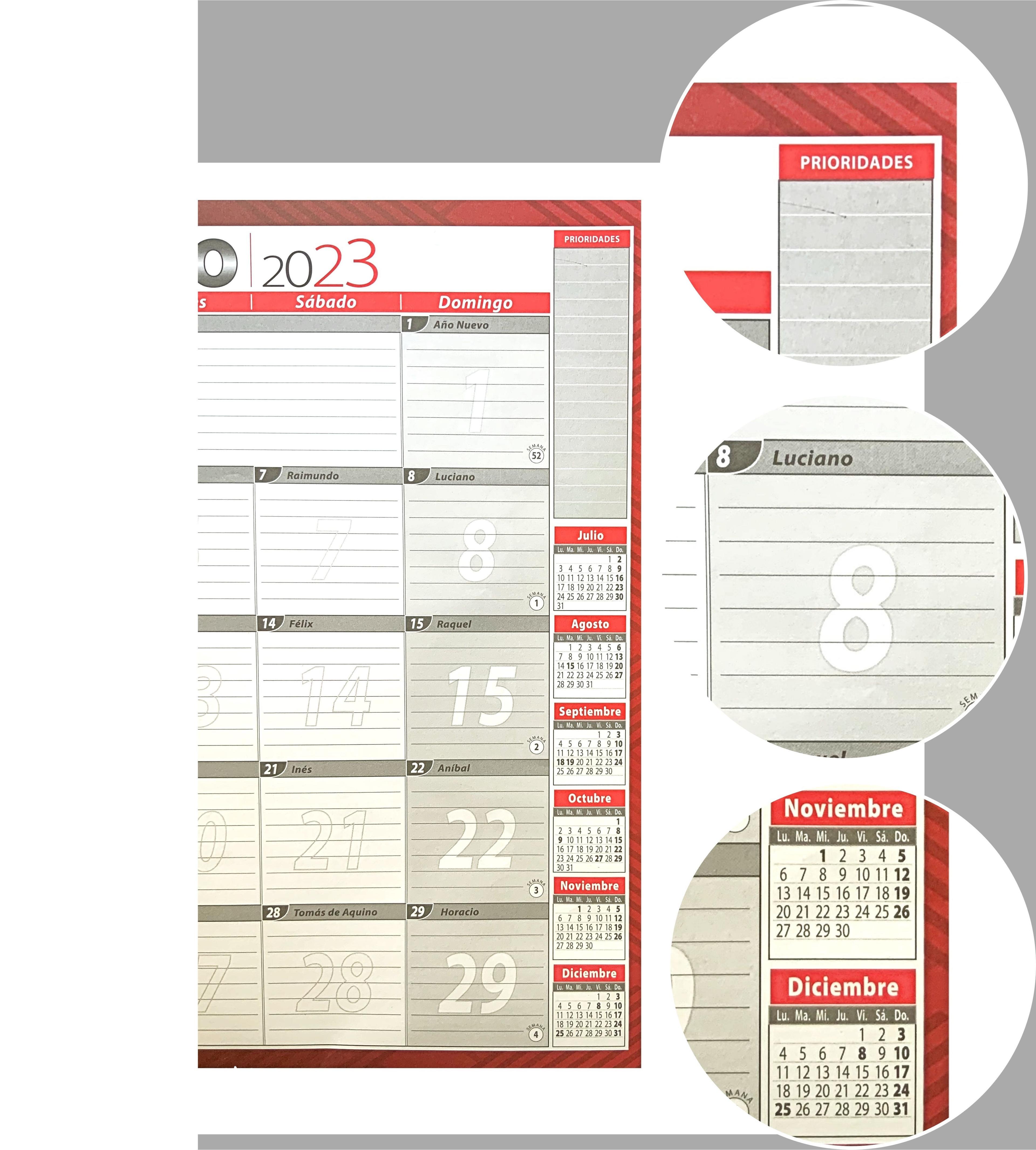 PLANNER CALENDARIO DE ESCRITORIO TRABAJO AÑO 2023-2