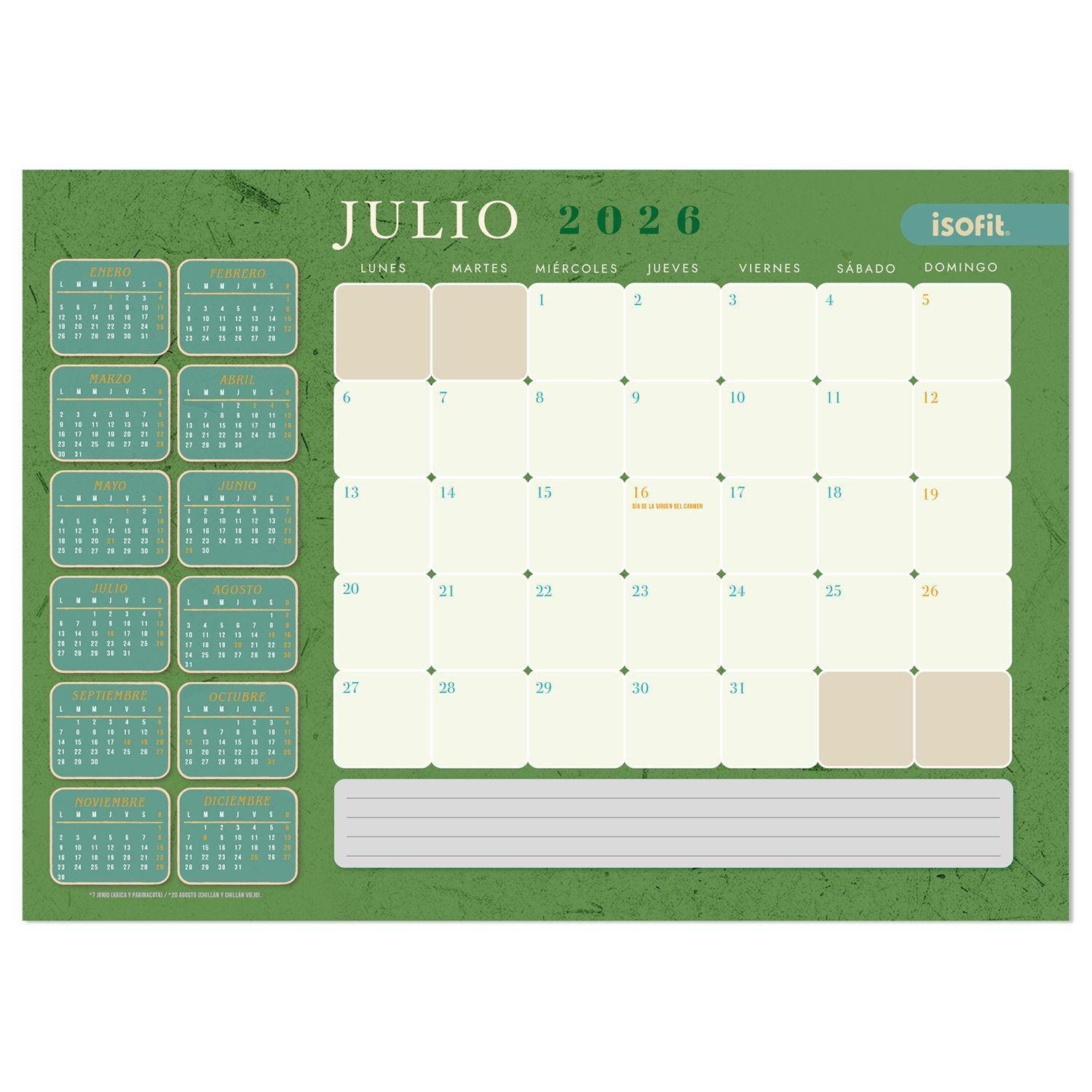 Planner Calendario Agenda Mensual Escritorio - 10uni-2