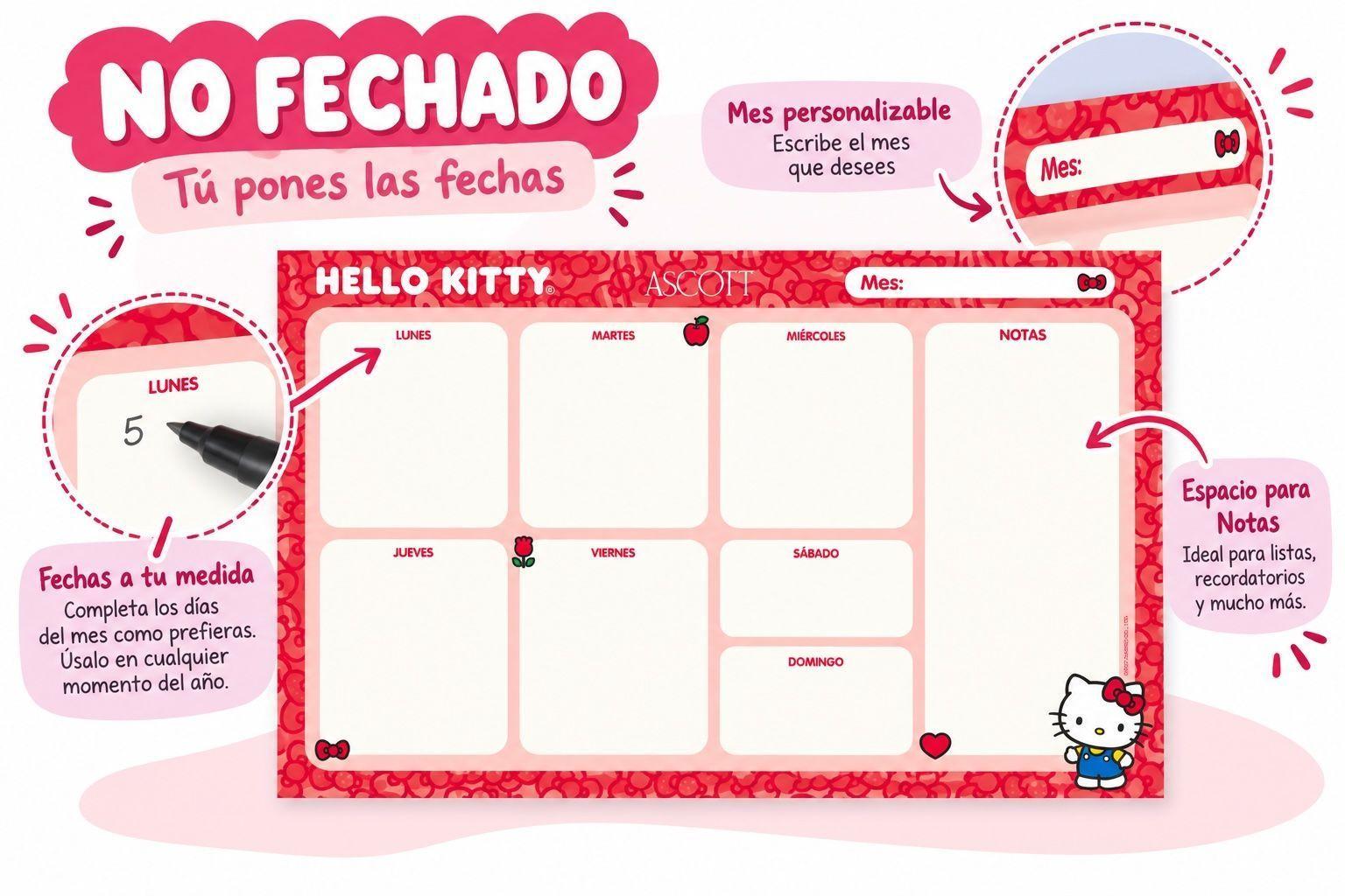 Planner Semanal Ascott Hello Kitty 2027 52 Hojas-2