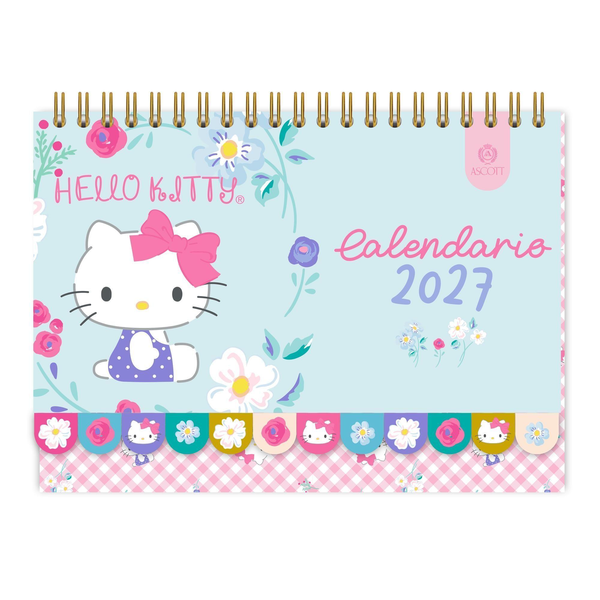 Calendario Ascott Hello Kitty Floral Celeste 2027 21x12 cm-0