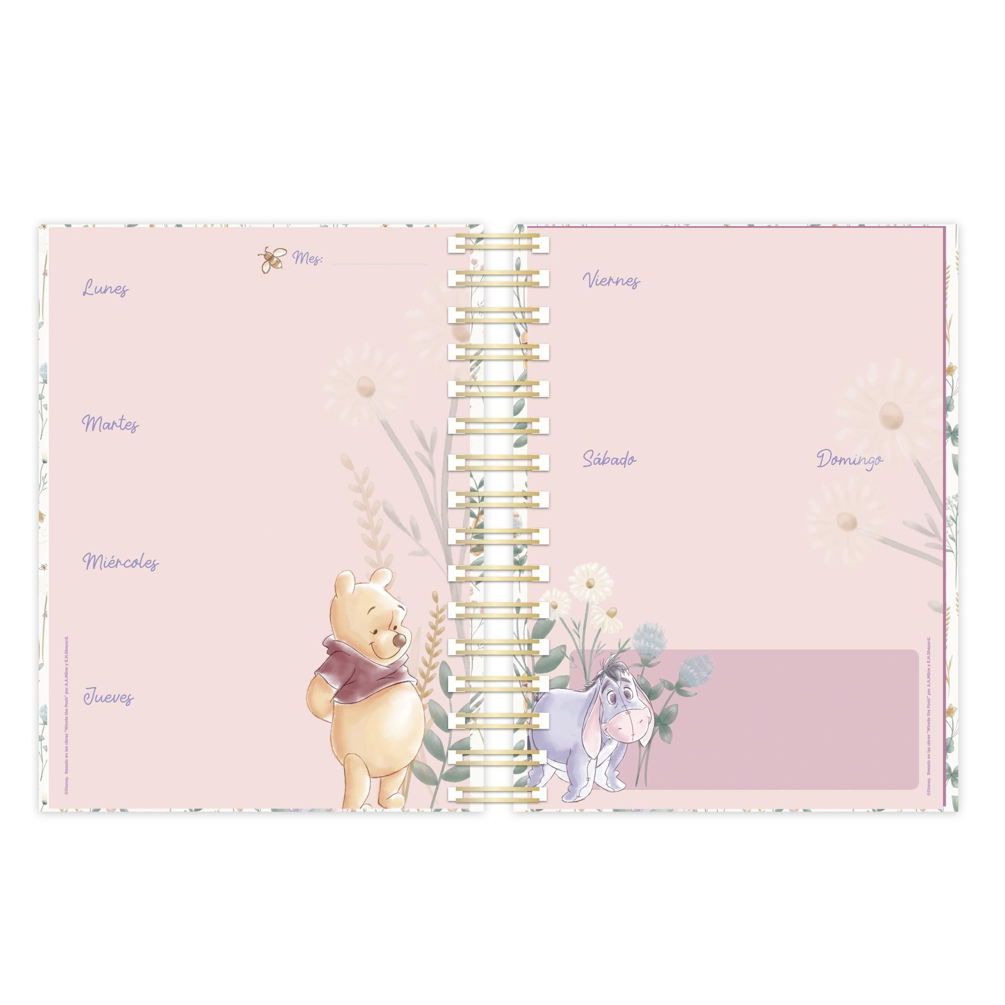 Planner Ascott Winnie Pooh Floral Verde 2027 17,8x23,5 cm-1
