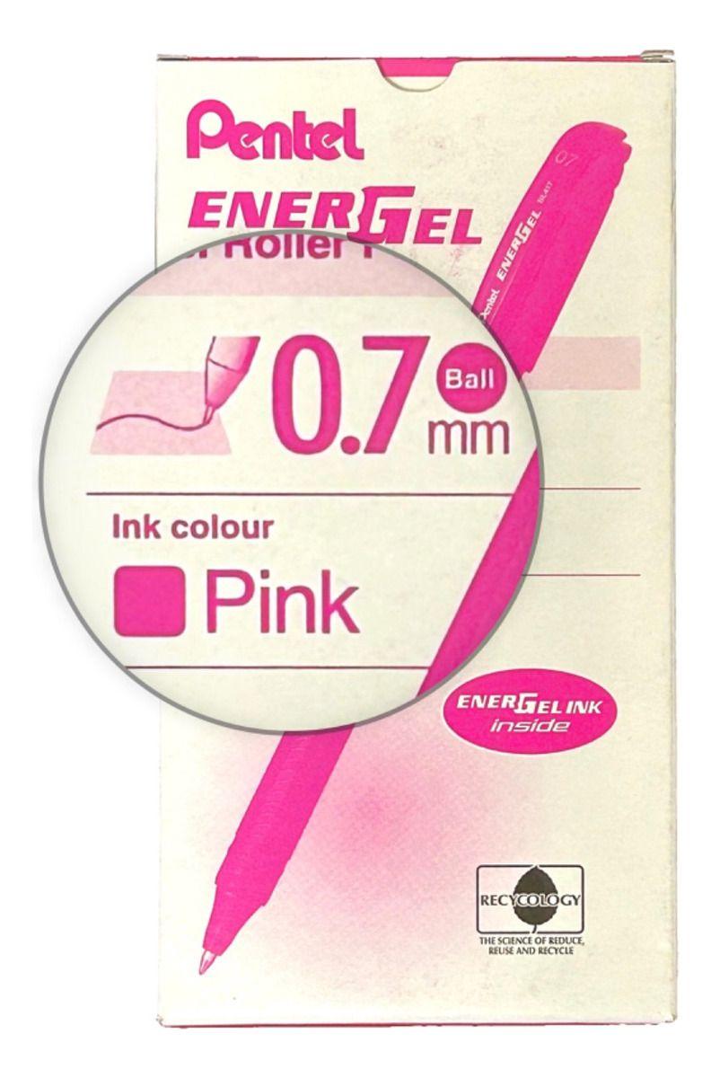 Roller Energel Lapiz Gel Pentel Makkuro 0,7mm Rosado - 12un-1