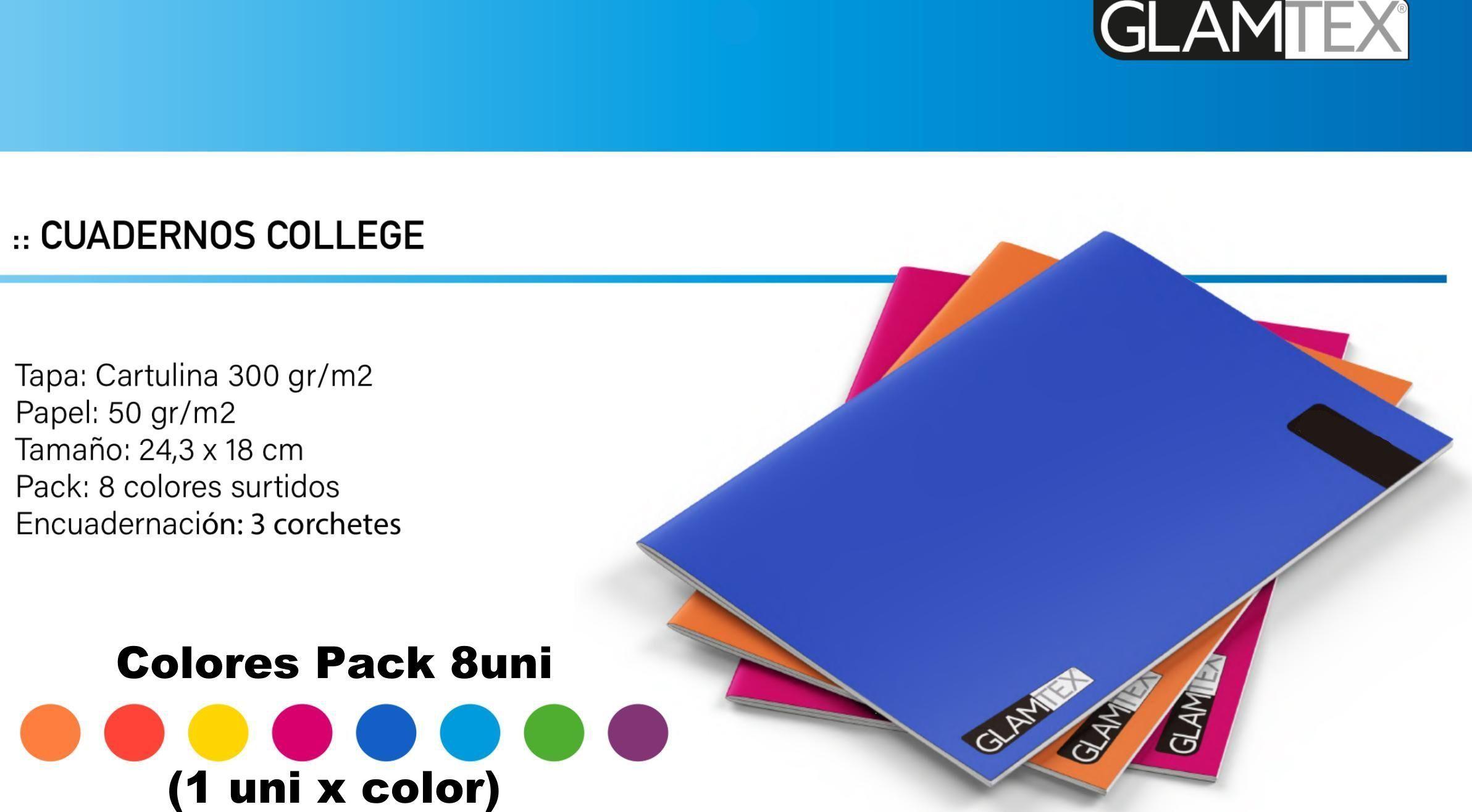 CUADERNO COLLEGE 100HJS CROQUIS 8UNI COLORES GLAMTEX-2