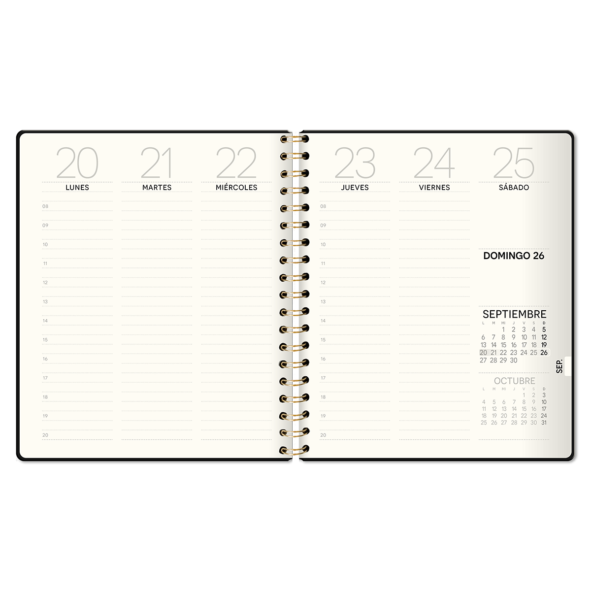 Agenda Black Cover Espiral Semana a la Vista 2024-1