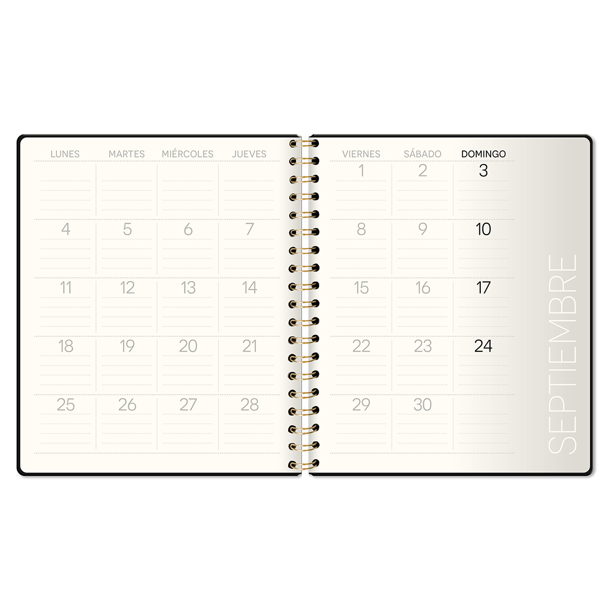 Agenda Black Cover Espiral Semana a la Vista 2024-2