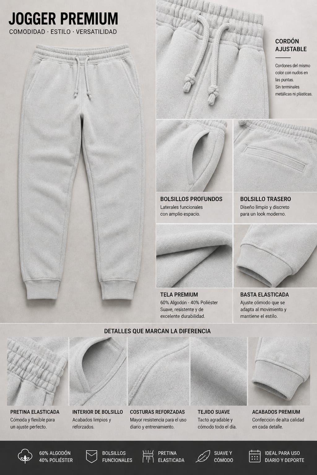 Pantalon Buzo Jogger Basico Ajustable Deportivos Elasticado Estampar Unisex-6