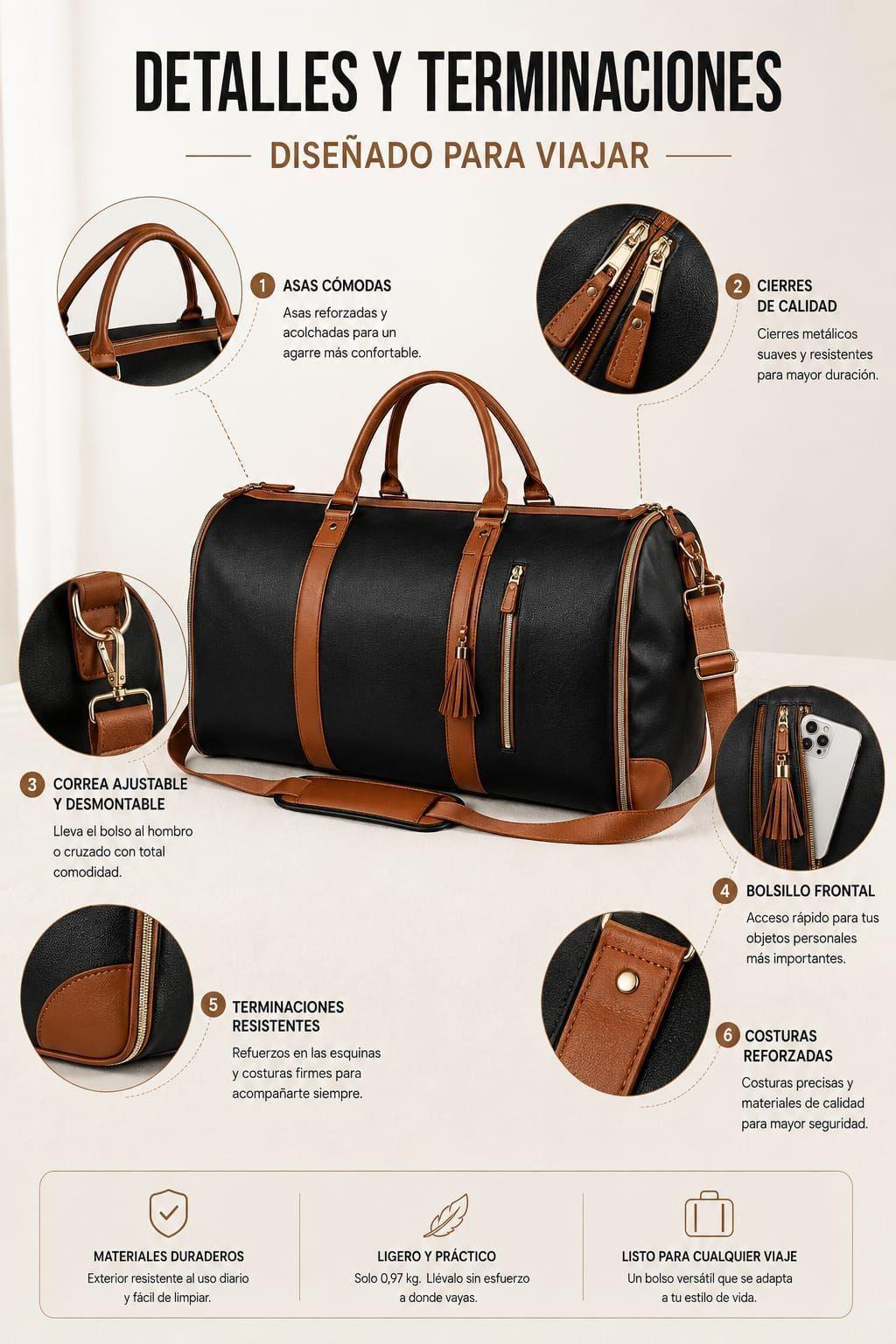 Bolso De Viaje Convertible Plegable De Mano Portatraje 50l-3