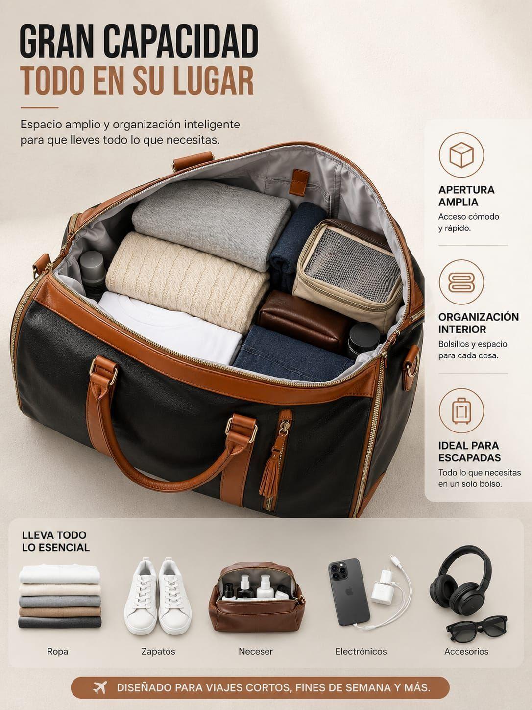 Bolso De Viaje Convertible Plegable De Mano Portatraje 50l-5