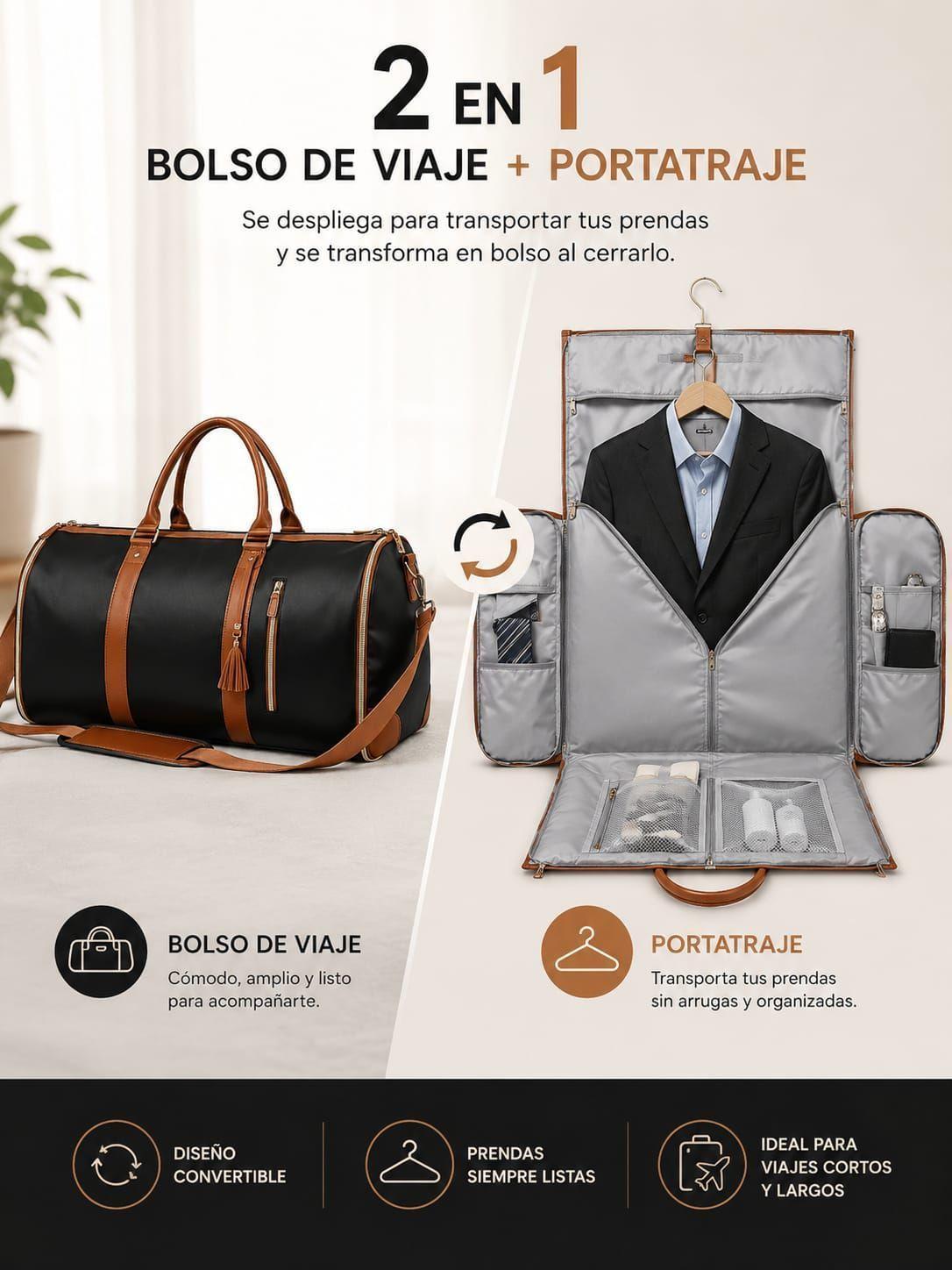 Bolso De Viaje Convertible Plegable De Mano Portatraje 50l-6