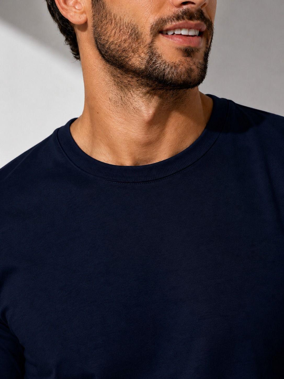 Polera Manga Larga De Hombre 250g m Cuello Redondo Algodon-3