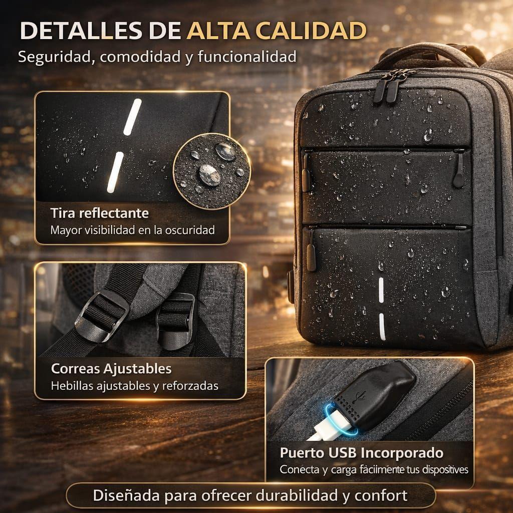 Mochila Viaje Notebook Cabina Impermeable Usb 35l-6