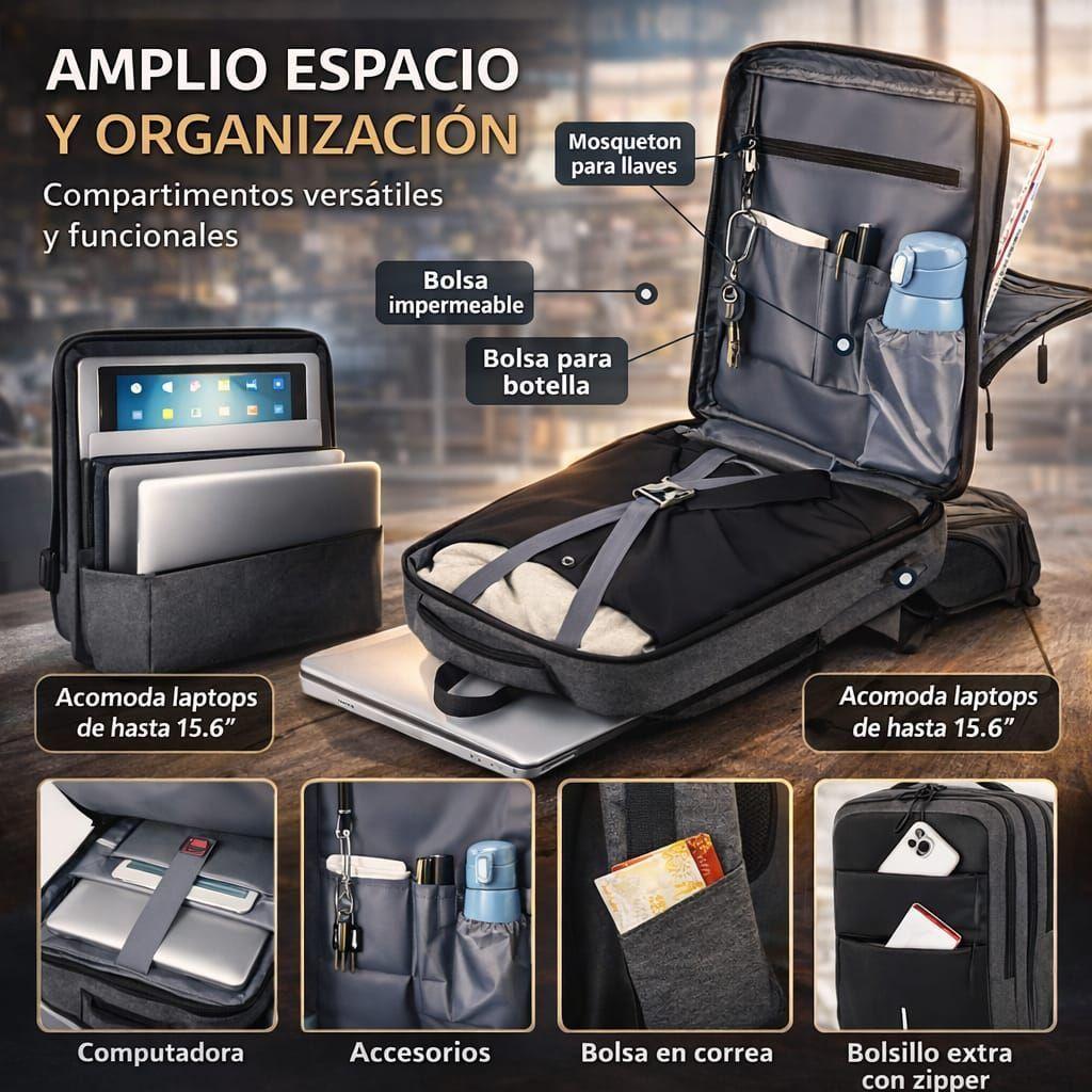 Mochila Viaje Notebook Cabina Impermeable Usb 35l-7