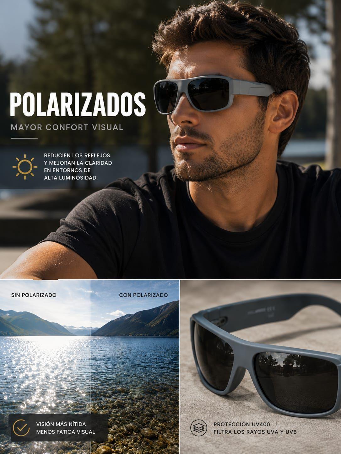 Lente De Sol Proteccion Uv400 Polarizado De Hombre Con Caja-3