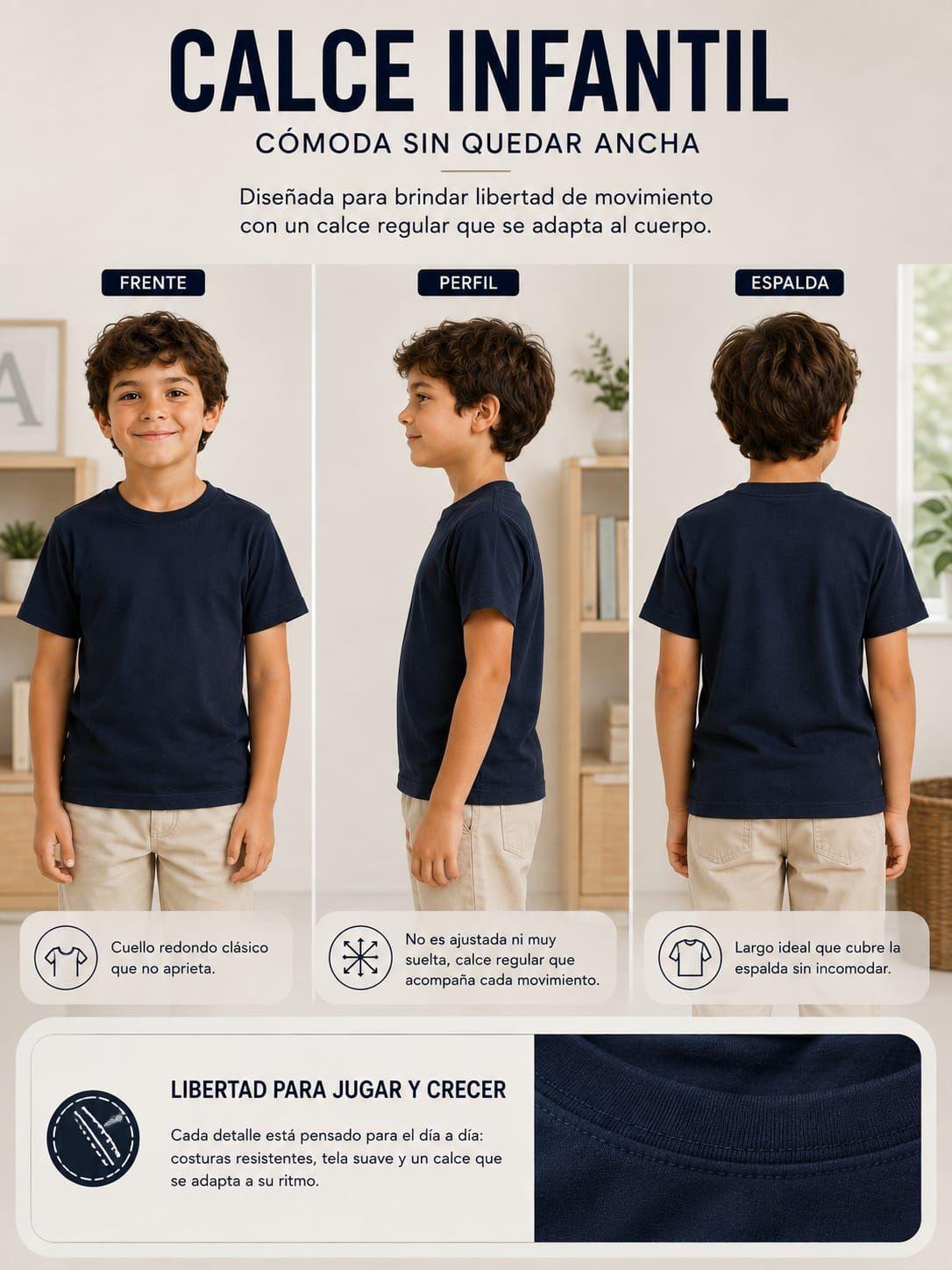Pack 6 Poleras De Ninos Cuello 100 Algodon Cuello Redondo Manga Corta-5