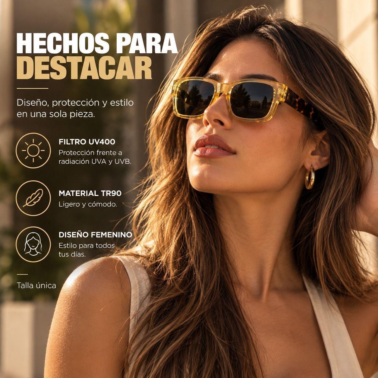 Lentes De Sol Mujer Carey Amarillo Uv400 Polarizado Tr90-1