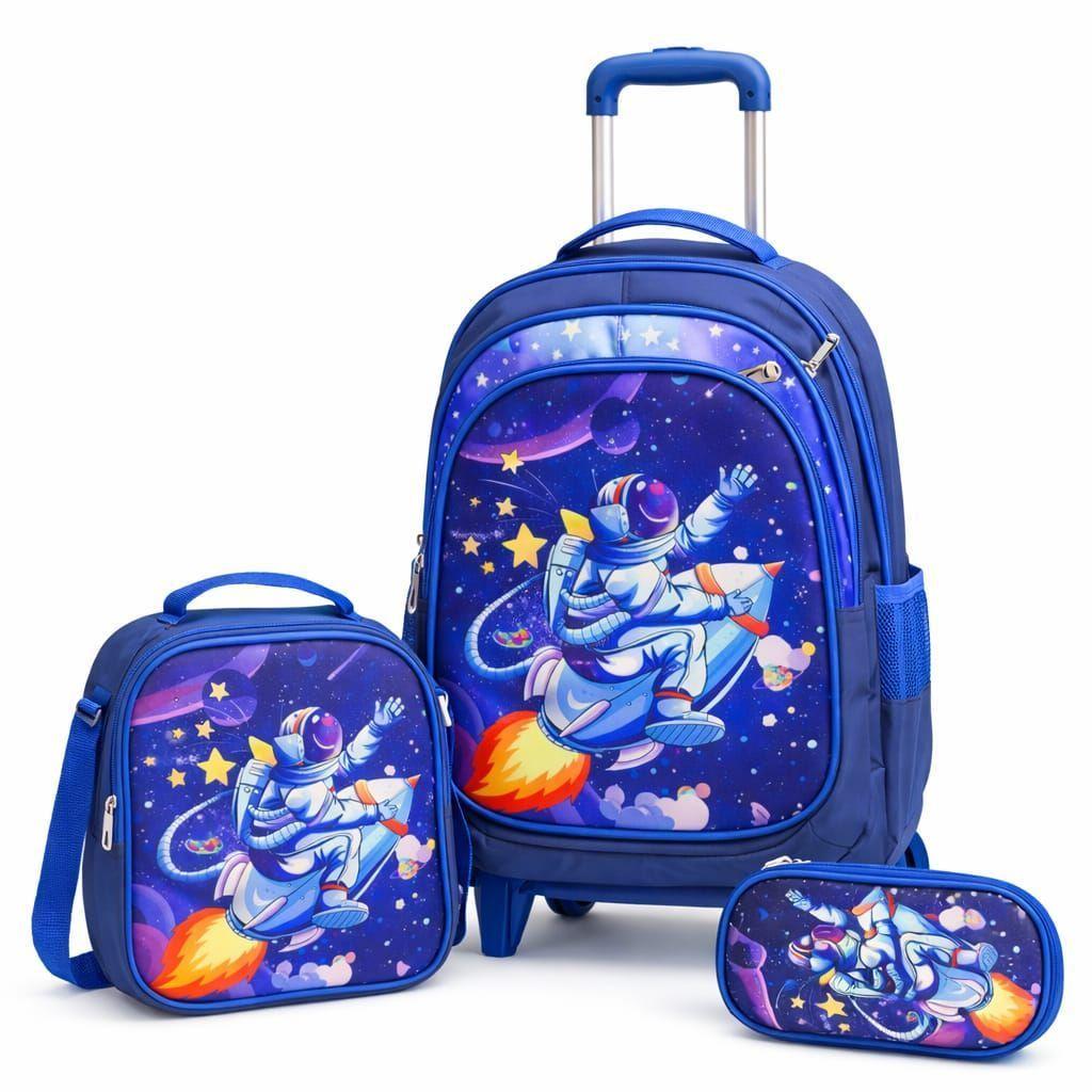 Set Mochila Con Ruedas Escolar Estuche Y Lonchera Infantil-0
