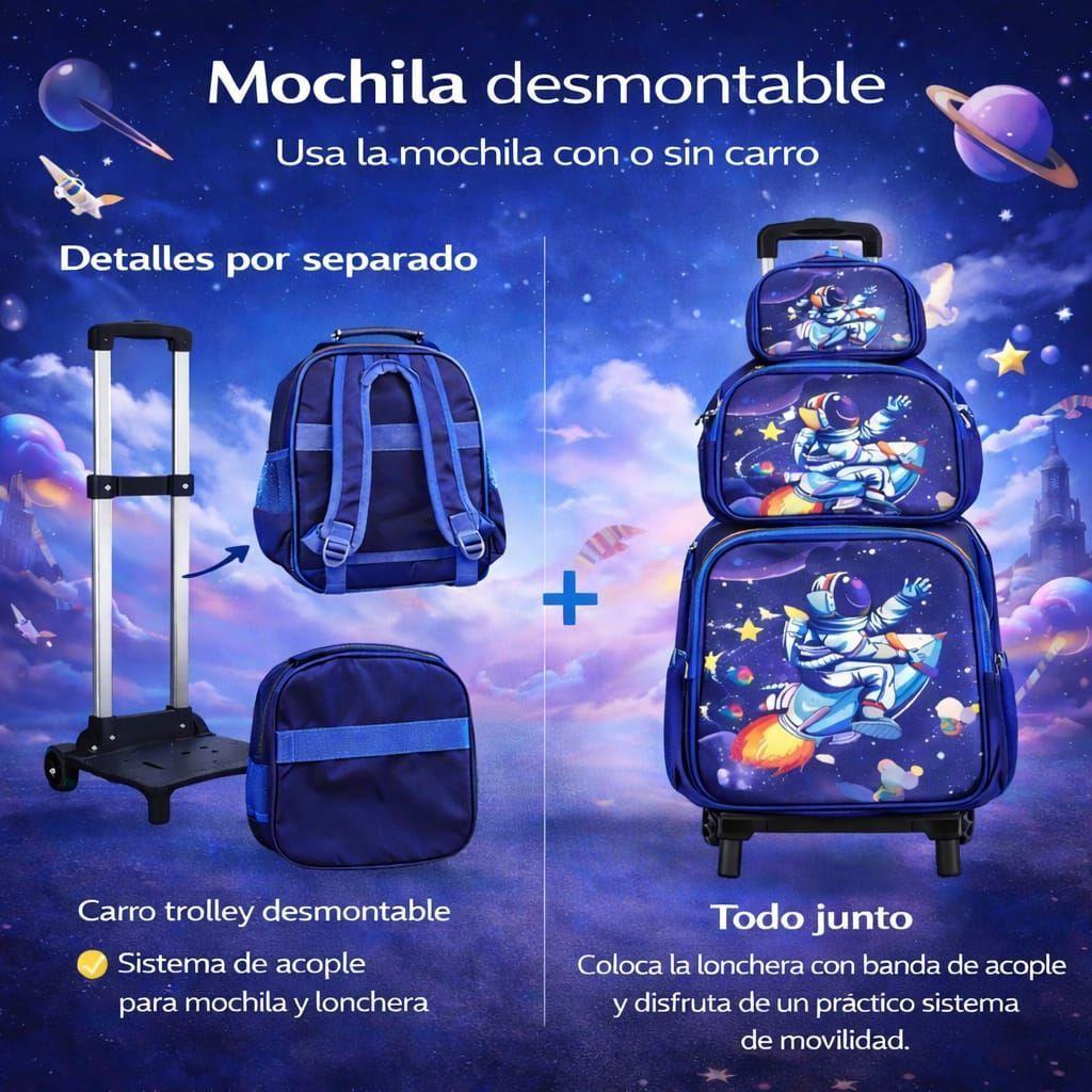 Set Mochila Con Ruedas Escolar Estuche Y Lonchera Infantil-1
