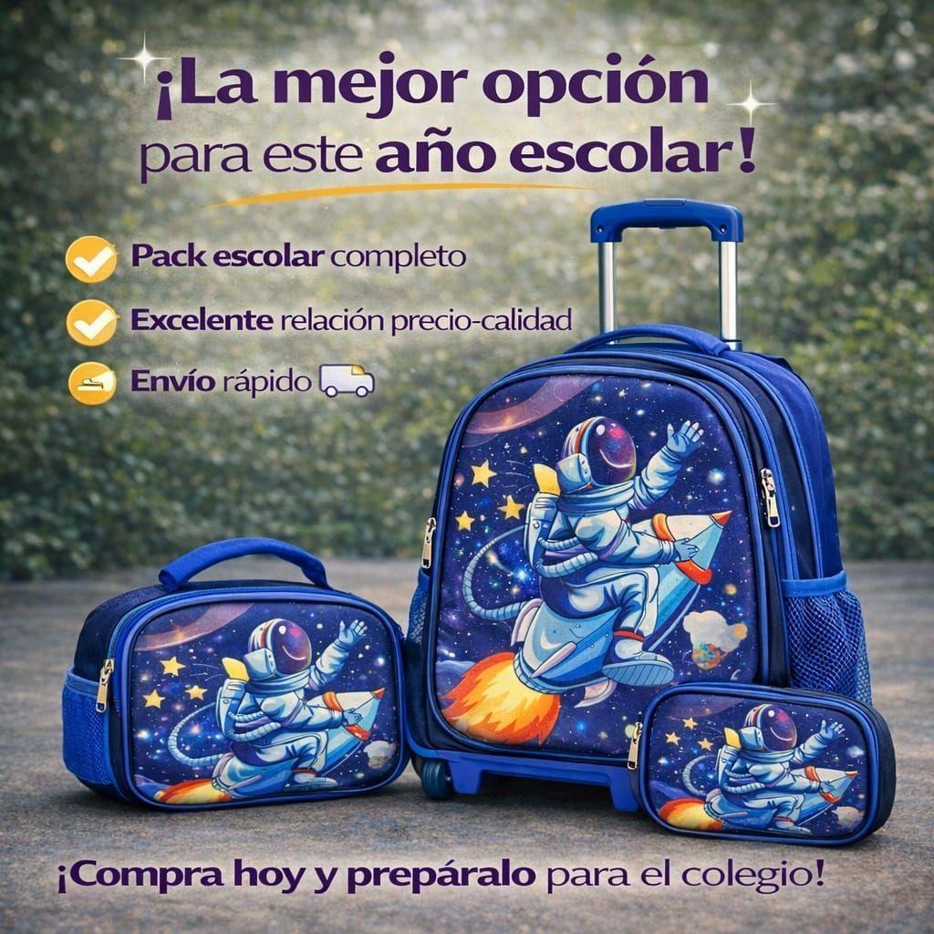 Set Mochila Con Ruedas Escolar Estuche Y Lonchera Infantil-7