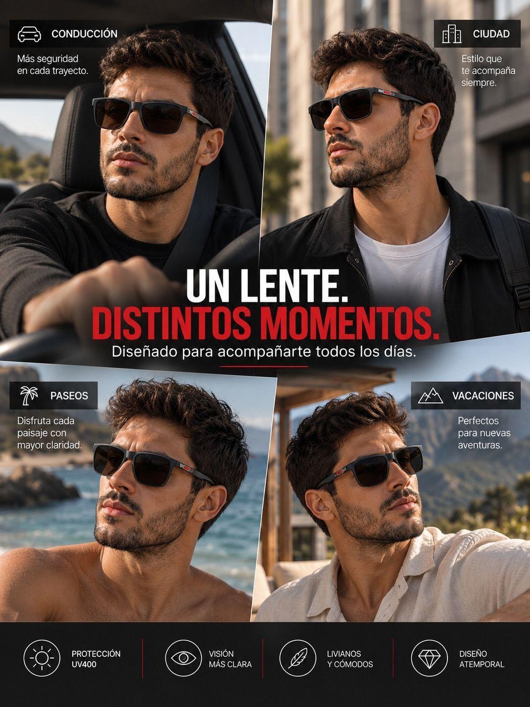 Lentes De Sol De Hombre Polarizados Proteccion Uv400 Casual-7