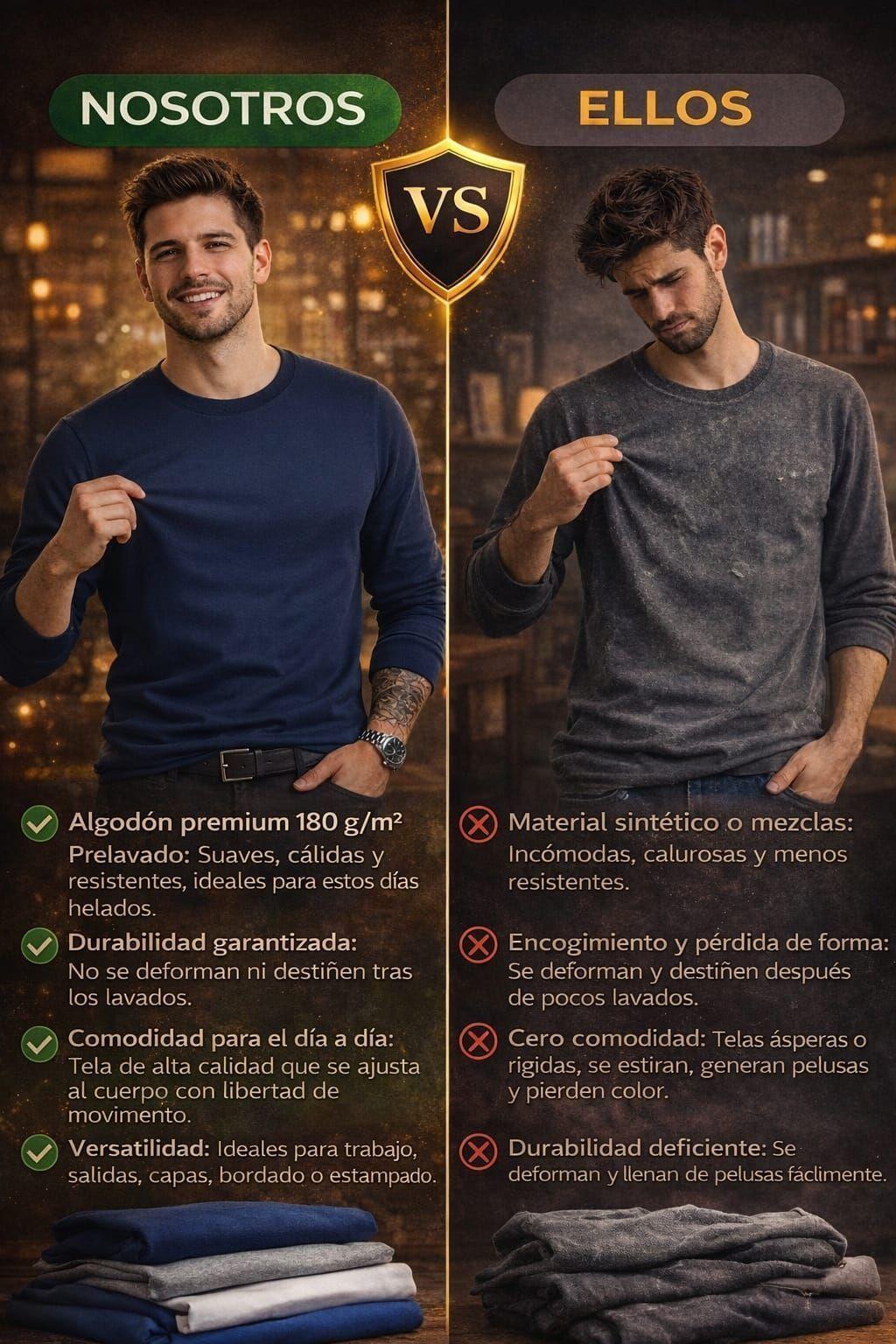 Polera Manga Larga Cuello Redondo Para Hombre Estampar-2