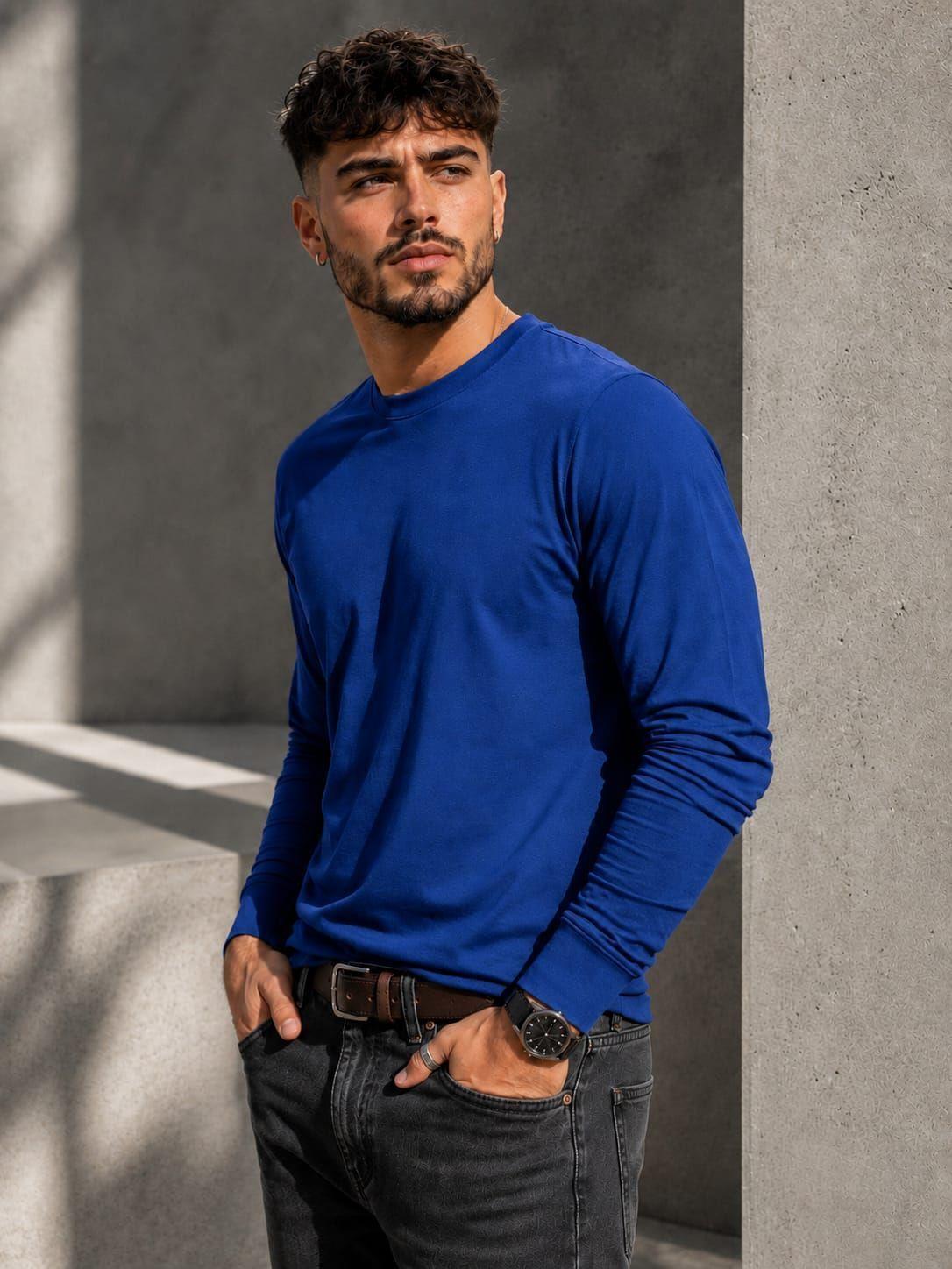 Polera Manga Larga 100% Algon Cuello Redondo 180G Para Hombre Estampar-1