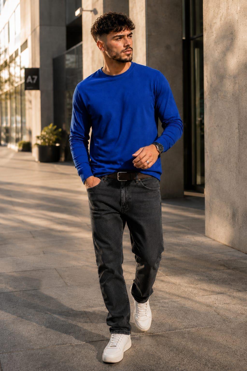 Polera Manga Larga 100% Algon Cuello Redondo 180G Para Hombre Estampar-3