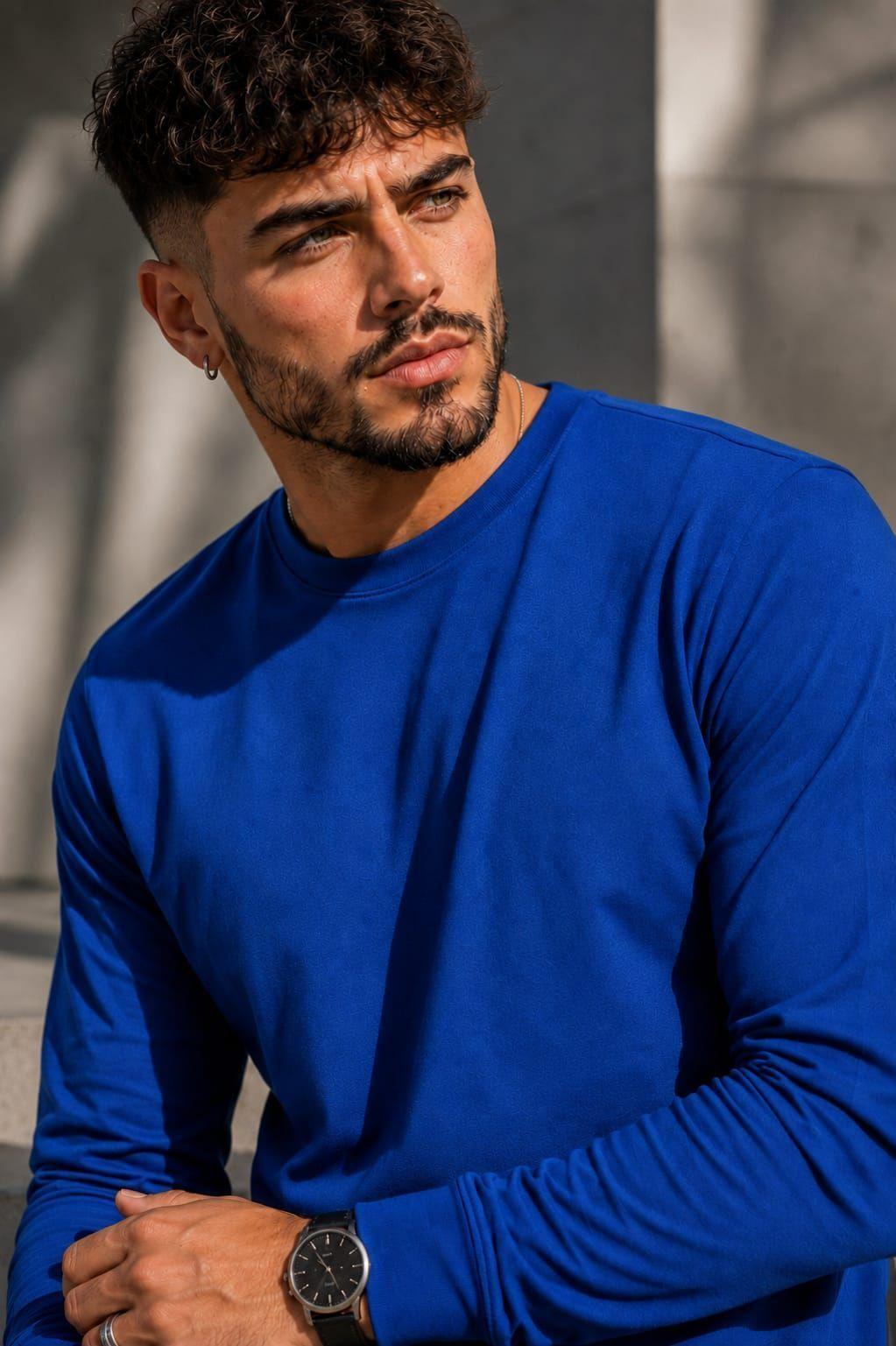 Polera Manga Larga 100% Algon Cuello Redondo 180G Para Hombre Estampar-4