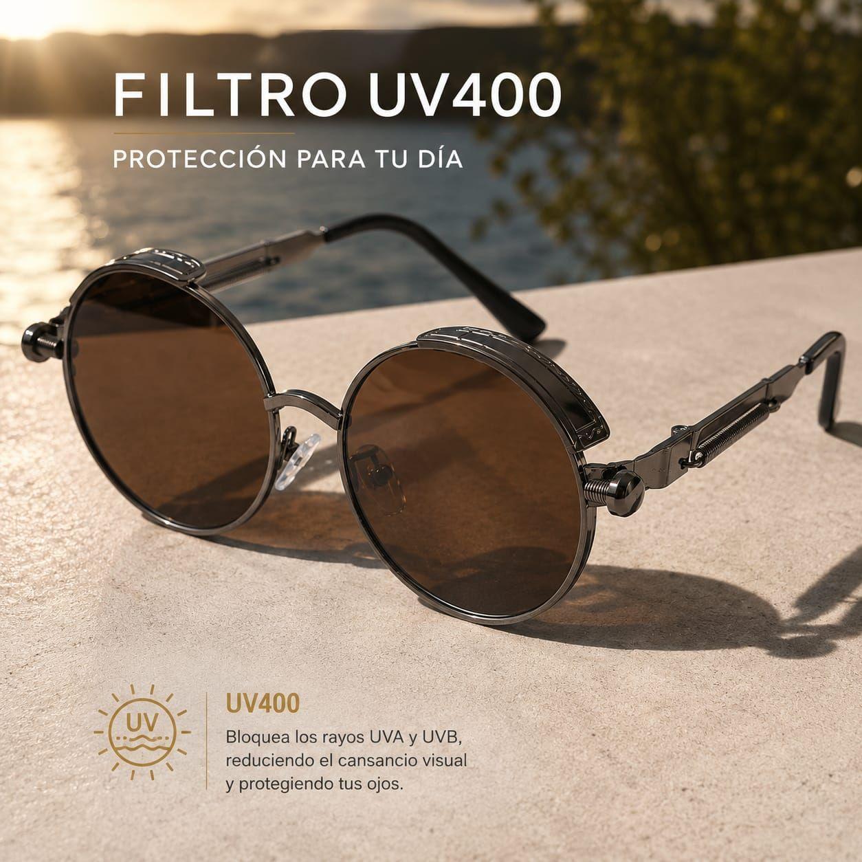 Lentes De Sol Mujer Redondos Uv400 Caf Armaz n Met lico-4