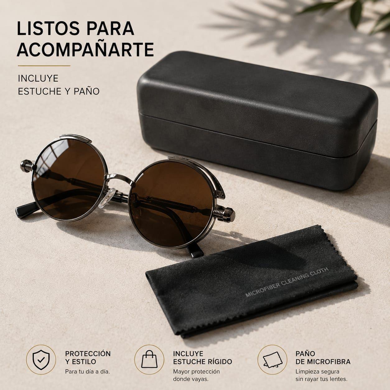 Lentes De Sol Mujer Redondos Uv400 Caf Armaz n Met lico-6