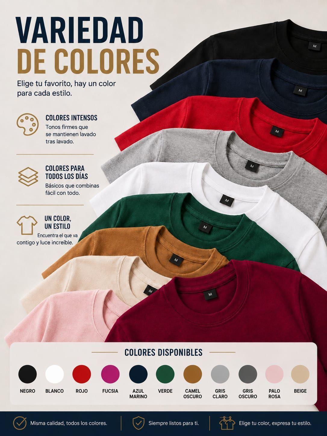 Pack 10 Poleras Basicas 100 Algodon Cuello Redondo 200g Manga Corta-4